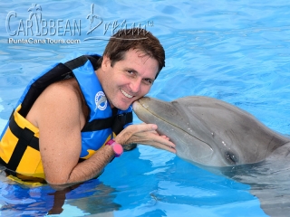 happy man dolphin